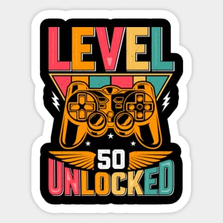 Level 50 Unlocked Awesome Since 1973 Funny Gamer Birthday Sticker